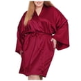 thumbnail image 1 of Women Plus Size Satin Robes Polyester Kimono Style Sleepwear Short Sleeved Comfortable Loungewear, 1 of 4