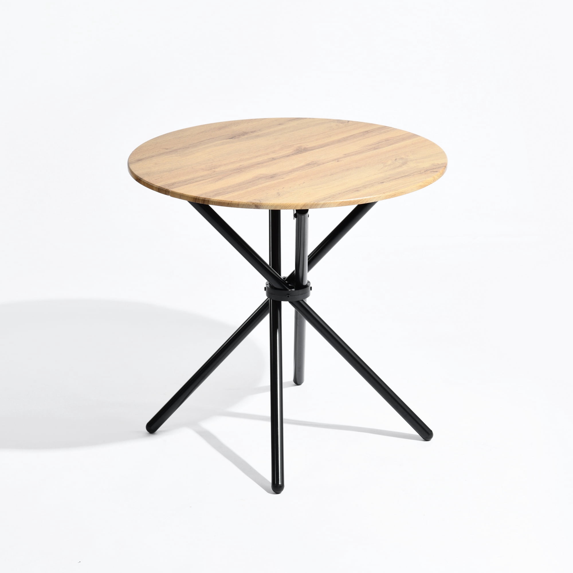 Table d'appoint ronde Homy Casa pour le salon, plateau de 80 cm avec pattes en métal, brun foncé, pièce d'appoint moderne