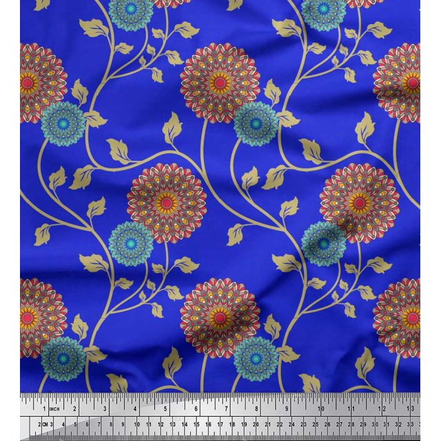 Soimoi Rayon Fabric Artistic Floral Decor Fabric Printed Yard 56 Inch Wide
