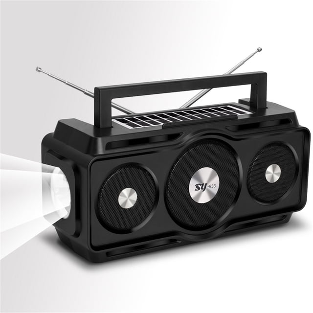 Emergency Solar Hand Radio Waterproofs Bluetooth Speaker,Portable Digital AM FM Radio With Flashlight,Reading Lamp Solar Charging