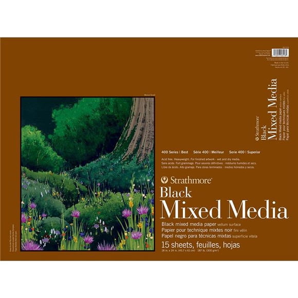 Strathmore ST462-518 18 x 24 in. 400 Series Mixed Media Glue Bound Pad, Black