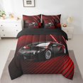 thumbnail image 2 of YST Voiture de Sport Rapide 7 Pcs Ensemble de Literie, Rouge Noir, Grand Lit (7 Unités), 2 of 5