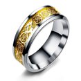 thumbnail image 1 of Men Ring Glossy Simple Jewelry Accessory Dragon Pattern Glowing Ring for Dating, 1 of 10
