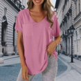 thumbnail image 2 of Yubnlvae T-Shirt à Manches Courtes Décontracté pour Femmes avec Poche, T-Shirt à Manches Courtes Décontracté et Tendance pour Femmes Uni avec Poche en Liquidation! Uni, Col Rond, Rose, TG, 2 of 4