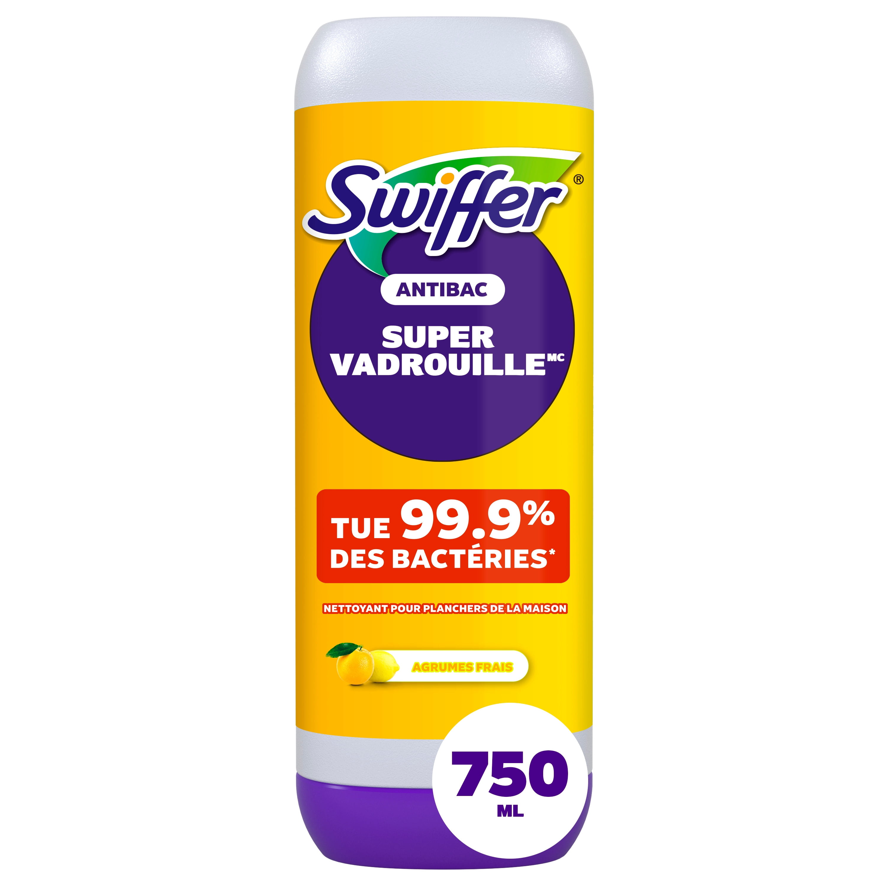 Swiffer SuperVadrouille, recharge de solution antibactérienne, Citron, paquet de 1