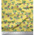 thumbnail image 1 of Soimoi Tissu en Rayonne Imprimé Feuilles & Roses Tissu de Couture Yard 56 Pouces de Large, 1 of 3