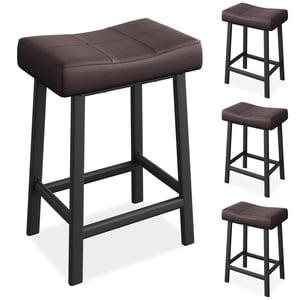 Bar Stools, Set of 2 or 4 Bar Chairs, Counter Height Stools, Saddle Barstools with Curved Surface, 20" W, 3.2" Thick Upholstery, for Kitchen, Dining Room, Cafe