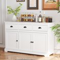 thumbnail image 2 of Gymax Buffet Moderne 53,5 Po Armoire de Rangement avec 3 Tiroirs 3 Portes Blanc, 2 of 10