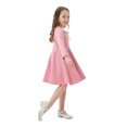thumbnail image 4 of B91xZ Robe à Manches Courtes pour Petites Filles, Manches Volantées, Extensible, Ligne A, Évasée, Robe de Fête, Rose 11-12 Ans, 4 of 5