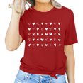 thumbnail image 2 of Penkiiy T-Shirts de la Saint-Valentin pour Femmes, Mignons, à Imprimé de Cœur, T-Shirts Graphiques, Haut Décontracté à Manches Courtes, P Rouge, 2 of 4