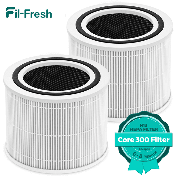 Fil-fresh Core 300 Replacement Filter Compatible with LEVOIT Air Purifier HEPA White 2-Pack