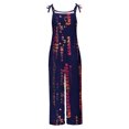 thumbnail image 4 of QATAINLAV Combinaisons pour Femmes Bretelle Ajustable Jambe Grand une Pièce Pantalon Sans Manches Salopettes en Coton et Lin Mode Combinaisons à Rayures avec Poches Offres Éclair Bleu Marine TTG, 4 of 6