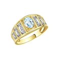 thumbnail image 3 of RYLOS Rings for Women 14K Yellow Gold Ring Classic Style 7X5MM Oval Gemstone &  Diamond Ring March Aquamarine Jewelry Size 8, 3 of 7