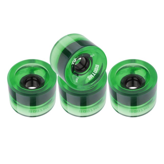 4x Ronyme 78A Roues de Planche à Roulettes Cruiser Roues en PU Roues Longues, Réduisent Efficacement les Vibrations des Pieds et le Bruit de la Planche à Roulettes - Vert