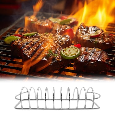 Grille à Côtes pour Barbecue en Acier Inoxydable Antiadhésive Outil de Cuisson Accessoire Portable pour Barbecue Extérieur Friture à Air Camping Jardin et Terrasse