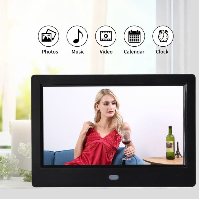 Cadre Photo Numérique 7 Pouces Écran HD avec Télécommande pour Montage Mural Intelligent Blanc
