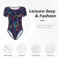 thumbnail image 3 of Cauagu T-Shirts de Quilles Multicolores pour Femmes à Col Rond, Manches Courtes, Hauts, Justaucorps, Combinaison Quotidienne - Moyen, 3 of 6