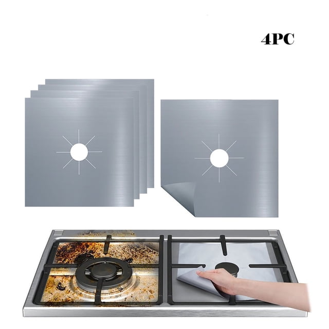 Vaidha Reusable 4PCS Aluminum Gas Foil Stove Protector Cover Liner Clean Mat Pad
