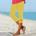 thumbnail image 2 of PEZHADA Legging Capri Taille Haute pour Femmes avec Poches, Jaune, 2 of 6