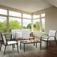 thumbnail image 3 of Costway Ensemble de Mobilier de Patio 4 Pcs Canapé Table Basse Cadre en Acier Jardin Terrasse Gris, 3 of 8