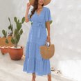 thumbnail image 1 of Ovzne Robes pour Femmes 2025 Robe pour Femme Mode Femmes Été Décontracté Col en V à Volants Manches Courtes Robe Unie Grande Taille Robe Manches Courtes Liquidation, 1 of 7