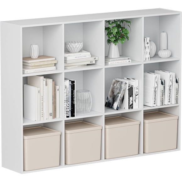 ANHDAH Wooden Storage Organizer with Closed Back Panel, 11in Cube Shelf Opening, Bookshelf, Display Shelf,Closet Cabinet for Home and Office