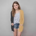 thumbnail image 2 of MKOSPLRT Fall Cardigans Kids Girls Open Front Long Cardigans Color Block Lightweight Jacket Long Sleeve Cotton Cardigan with Pocket, 2 of 7