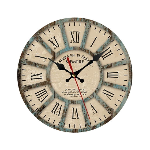 Agiferg European Style Creative Wooden Living Room Bedroom Decoration Round Wall Clock