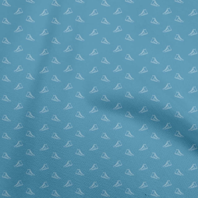 oneOone Polyester Spandex Medium Blue Fabric Shoes Sewing Craft Projects Fabric Prints By Yard 56 Inch Wide