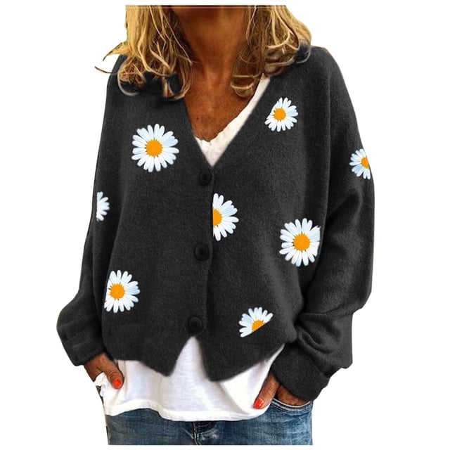 2025 Cardigan pour Femmes Chandail Classique Hell Bunny Cardigan Grande Taille Col Ras du Cou Col à Boutons Cardigan d'Automne Tricot devant Ouvert