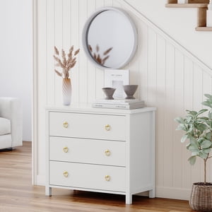 3-Drawer Dressing 47.2" Large - Stockage extra profond, coffre en bois autoportant pour chambre à coucher, crèche, salon, robot sous vide-friendly design avec anti-tup, blanc moderne