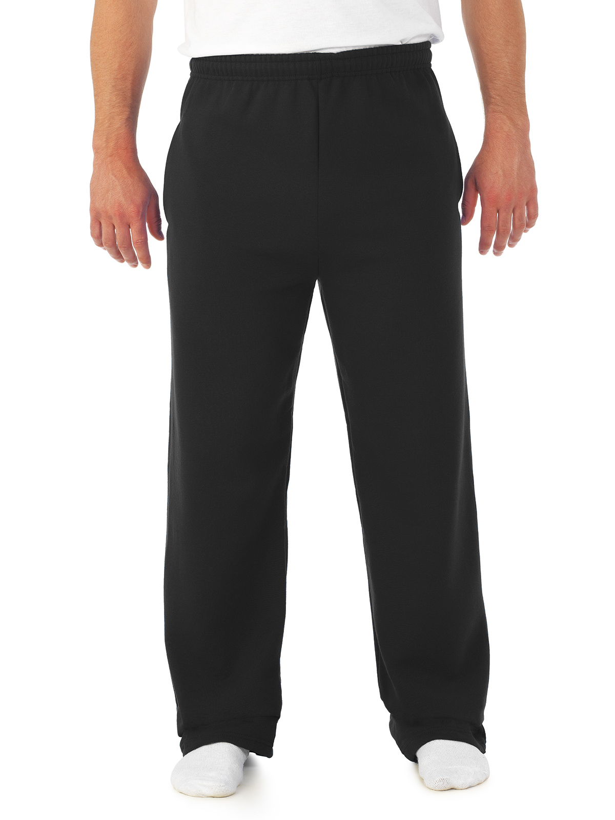 Jerzees Mens NuBlend Pocketed Open-Bottom Sweatpants, XL, Black