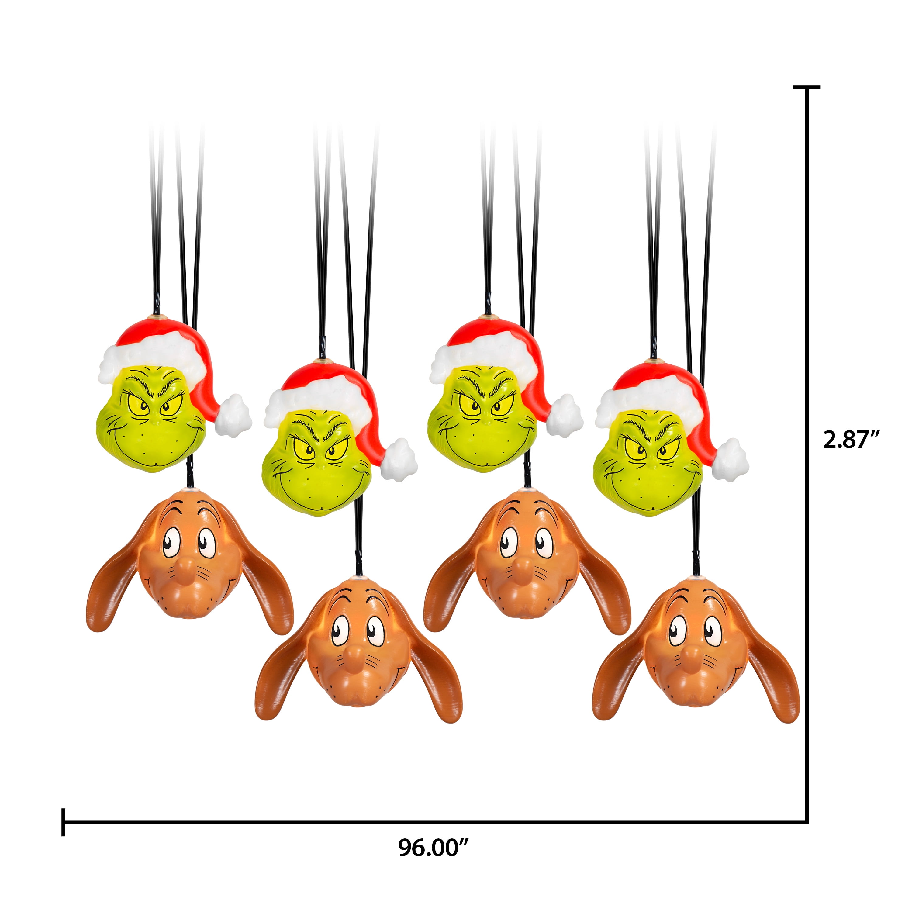 Lumières clignotantes de Noël lot de 8 têtes de Grinch et Max Dr. Seuss
