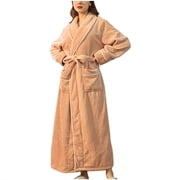 Teissuly Bathrobes For Women Winter Warm Nightgown Couple Robes Pajamas Solid Long Sleeve Drawstring Housecoat Loungewear