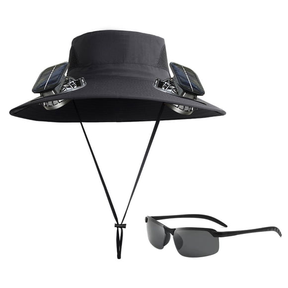 Wide Solar Fan Outdoor Fishing Hat Men Sun Hat With Solar Fan Fishing Hats 3 Speed Adjustable Fan Hat