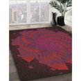 thumbnail image 3 of Ahgly Company Tapis d'Intérieur Lavable à la Machine, Carré, Transitionnel, Rouge Bourgogne, Tapis de Zone, 4 Pieds Carré, 3 of 7