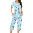 thumbnail image 1 of Jamicy Ensemble de Pyjama Doux pour Femme Ensemble de Pyjama pour Femme à la Mode Décontracté Ample Imprimé Col Rond à Boutons Pantacourt Ensemble de Pyjama Pyjama d'Halloween, 1 of 4