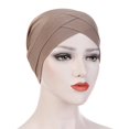 thumbnail image 1 of Women Solid India Hat Muslim Ruffle Cancer Chemo Beanie Turban Wrap Scarf Cap, 1 of 2