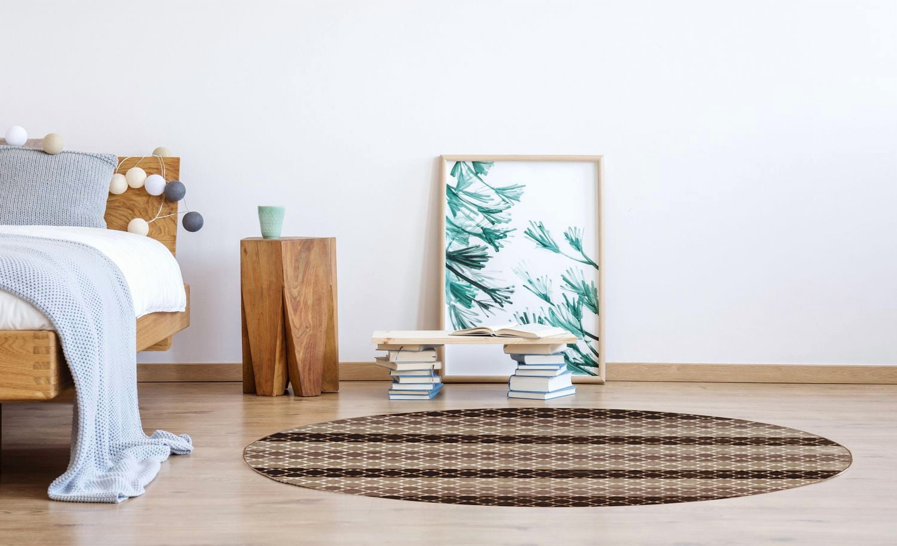 Tapis Evolution à rayures en treillis 8 pi x 10 3 po, beige et marron