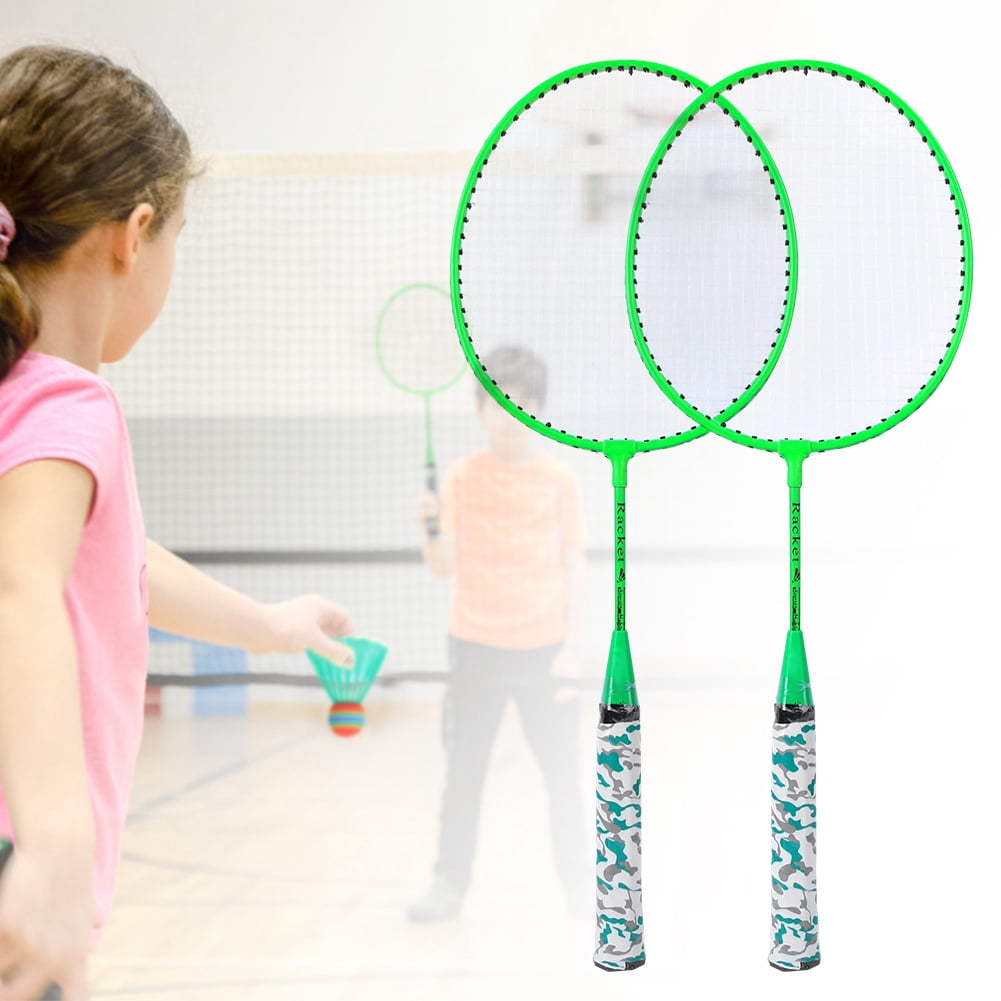 1 Pair Badminton Racket Set, Children Badminton Racket, 8.0x21in Iron Alloy+Nylon Lightweight And Portable Girls Toy For Kids Boys Fluorescent Green