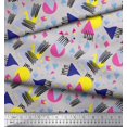 thumbnail image 3 of Soimoi Gray Moss Georgette Fabric Circle & Triangle Geometric Print Fabric by the Yard 42 Inch Wide, 3 of 5