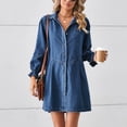 thumbnail image 3 of Abcnature Robe Mini en Denim à Manches Longues à Col en V pour Femmes, Coupe Ample, Robe d'Été Décontractée au Design Stylé, Robe Confortable et Tendance pour Femmes, 3 of 6