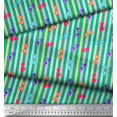 thumbnail image 2 of Soimoi Green Rayon Fabric Heart Stripe Print Fabric by Yard 56 Inch Wide, 2 of 2