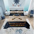 thumbnail image 1 of Erosebridal Vintage Boat Paddle Coverlet Set Twin, Rustic Farmhouse Lake House Bedding Set, Microfiber 2pcs, 1 of 5