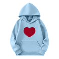 thumbnail image 2 of Milgrthf Chandails à Capuchon et Chandails Molletonnés pour Filles avec Écusson en Forme de Cœur, Poids Lourd, Manches Longues, Col Ras du Cou, Chandail à Capuche à Enfiler pour Préadolescente, Bleu, 3 Ans, 2 of 4