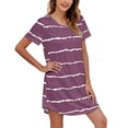 thumbnail image 1 of Ketyyh-chn99 Chemise de Nuit Boutonnée pour Femmes, Manches Courtes, à Rayures Imprimées, Col Rond, Mignonne, Robe de Nuit Confortable, Rose Vif, 2TG, 1 of 4
