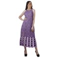 thumbnail image 2 of Moomaya Robe de Vacances pour Femmes en Rayonne, Col Licou, Sans Manches, Fente avant, Robe Imprimée, 2 of 4