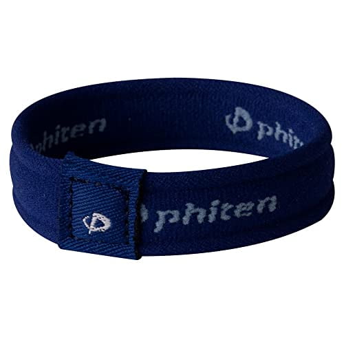 Phiten Titane Bracelet Classique - Bracelet de Sport Élastique Léger avec la Technologie Aqua-Titane pour la Guérison Alternative - Noyau en Élastomère de Puissance avec Micro Sphères en Titane - Marine, 6 Pouces