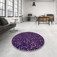 thumbnail image 4 of Ahgly Tapis de Zone Rond Lavable en Machine Intérieur Transitionnel Violet Violet, 5 Pieds Rond, 4 of 7