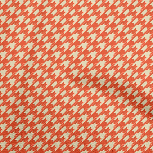 oneOone Silk Tabby Orange Fabric Houndstooth Sewing Craft Projects Fabric Prints By Yard 42 Inch Wide